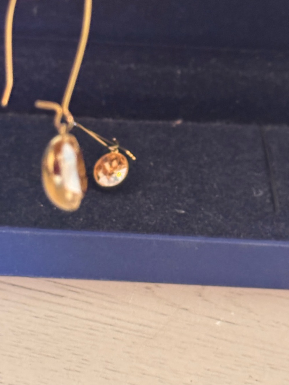 Swarovski Gold-Tone Earrings with Amber Crystals - Picture 3 of 3